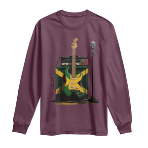 Reggae Guitar Jamaican Flag Amp Microphone Music Lover Long Sleeve Shirt TS11 Maroon Print Your Wear