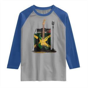 Reggae Guitar Jamaican Flag Amp Microphone Music Lover Raglan Shirt TS11 Sport Gray Royal Print Your Wear