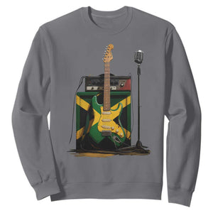 Reggae Guitar Jamaican Flag Amp Microphone Music Lover Sweatshirt TS11 Charcoal Print Your Wear