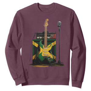 Reggae Guitar Jamaican Flag Amp Microphone Music Lover Sweatshirt TS11 Maroon Print Your Wear