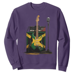 Reggae Guitar Jamaican Flag Amp Microphone Music Lover Sweatshirt TS11 Purple Print Your Wear