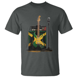 Reggae Guitar Jamaican Flag Amp Microphone Music Lover T Shirt TS11 Dark Heather Print Your Wear