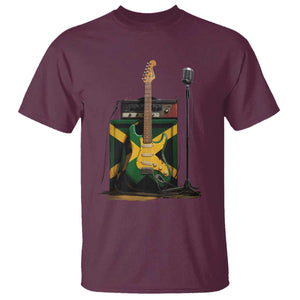 Reggae Guitar Jamaican Flag Amp Microphone Music Lover T Shirt TS11 Maroon Print Your Wear