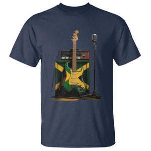 Reggae Guitar Jamaican Flag Amp Microphone Music Lover T Shirt TS11 Navy Print Your Wear