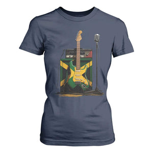 Reggae Guitar Jamaican Flag Amp Microphone Music Lover T Shirt For Women TS11 Navy Print Your Wear