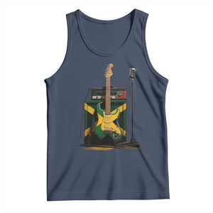 Reggae Guitar Jamaican Flag Amp Microphone Music Lover Tank Top TS11 Navy Print Your Wear