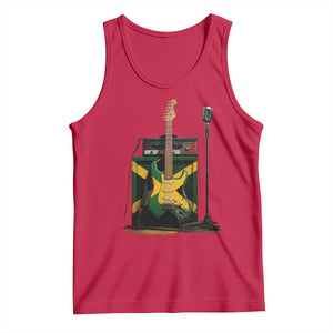 Reggae Guitar Jamaican Flag Amp Microphone Music Lover Tank Top TS11 Red Print Your Wear