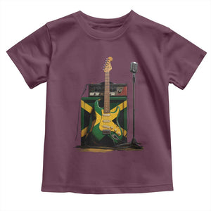 Reggae Guitar Jamaican Flag Amp Microphone Music Lover Toddler T Shirt TS11 Maroon Print Your Wear