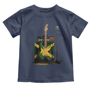 Reggae Guitar Jamaican Flag Amp Microphone Music Lover Toddler T Shirt TS11 Navy Print Your Wear