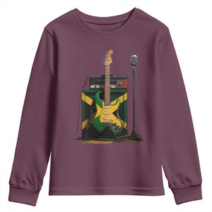Reggae Guitar Jamaican Flag Amp Microphone Music Lover Youth Sweatshirt TS11 Maroon Print Your Wear