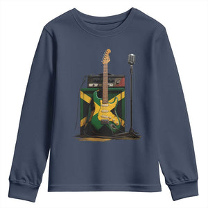 Reggae Guitar Jamaican Flag Amp Microphone Music Lover Youth Sweatshirt TS11 Navy Print Your Wear