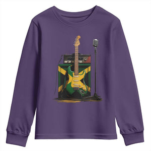 Reggae Guitar Jamaican Flag Amp Microphone Music Lover Youth Sweatshirt TS11 Purple Print Your Wear