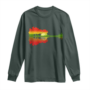 Reggae Music Guitar Lake Shadow Jamaica Rasta Long Sleeve Shirt TS11 Dark Forest Green Print Your Wear
