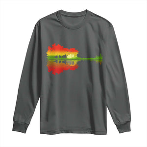 Reggae Music Guitar Lake Shadow Jamaica Rasta Long Sleeve Shirt TS11 Dark Heather Print Your Wear