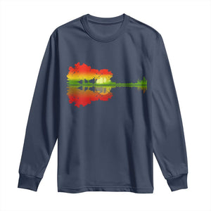 Reggae Music Guitar Lake Shadow Jamaica Rasta Long Sleeve Shirt TS11 Navy Print Your Wear