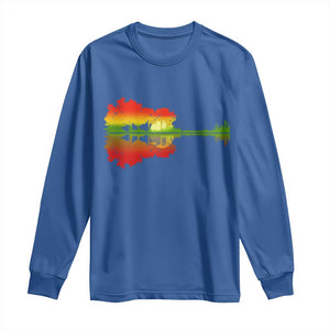Reggae Music Guitar Lake Shadow Jamaica Rasta Long Sleeve Shirt TS11 Royal Blue Print Your Wear