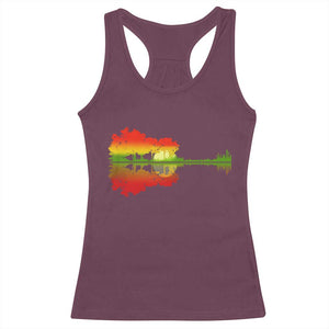 Reggae Music Guitar Lake Shadow Jamaica Rasta Racerback Tank Top TS11 Maroon Print Your Wear