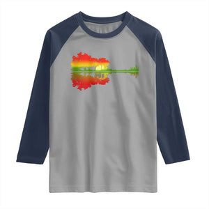 Reggae Music Guitar Lake Shadow Jamaica Rasta Raglan Shirt TS11 Sport Gray Navy Print Your Wear