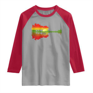 Reggae Music Guitar Lake Shadow Jamaica Rasta Raglan Shirt TS11 Sport Gray Red Print Your Wear