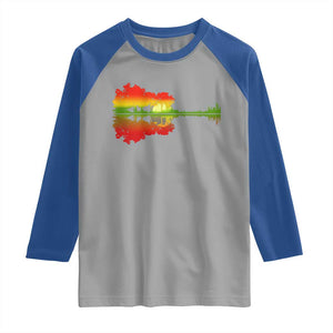 Reggae Music Guitar Lake Shadow Jamaica Rasta Raglan Shirt TS11 Sport Gray Royal Print Your Wear