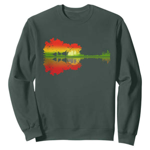 Reggae Music Guitar Lake Shadow Jamaica Rasta Sweatshirt TS11 Dark Forest Green Print Your Wear