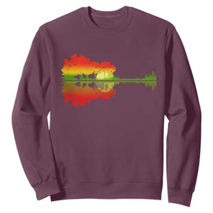 Reggae Music Guitar Lake Shadow Jamaica Rasta Sweatshirt TS11 Maroon Print Your Wear