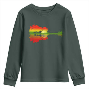 Reggae Music Guitar Lake Shadow Jamaica Rasta Youth Sweatshirt TS11 Dark Forest Green Print Your Wear