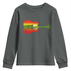 Reggae Music Guitar Lake Shadow Jamaica Rasta Youth Sweatshirt TS11 Dark Heather Print Your Wear