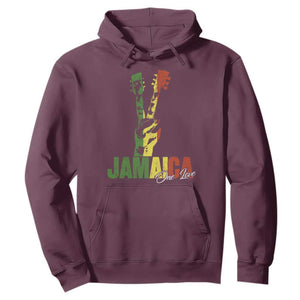 Jamaica One Love Reggae Music Hoodie Rasta Peace Hand Guitar TS11 Maroon Print Your Wear