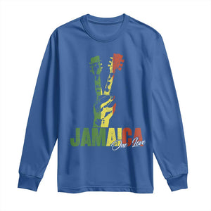 Jamaica One Love Reggae Music Long Sleeve Shirt Rasta Peace Hand Guitar TS11 Royal Blue Print Your Wear