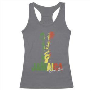 Jamaica One Love Reggae Music Racerback Tank Top Rasta Peace Hand Guitar TS11 Charcoal Print Your Wear