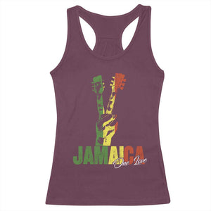 Jamaica One Love Reggae Music Racerback Tank Top Rasta Peace Hand Guitar TS11 Maroon Print Your Wear