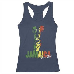 Jamaica One Love Reggae Music Racerback Tank Top Rasta Peace Hand Guitar TS11 Navy Print Your Wear