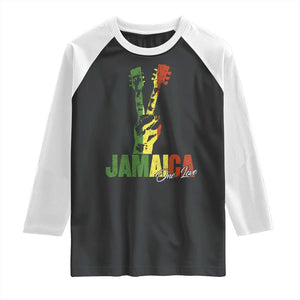 Jamaica One Love Reggae Music Raglan Shirt Rasta Peace Hand Guitar TS11 Black White Print Your Wear