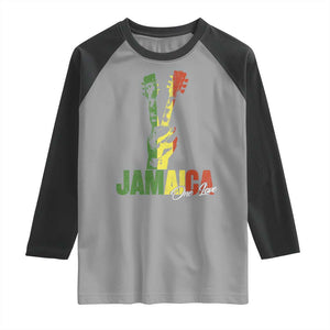 Jamaica One Love Reggae Music Raglan Shirt Rasta Peace Hand Guitar TS11 Sport Gray Black Print Your Wear