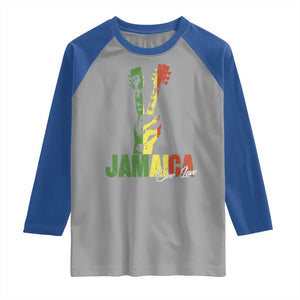 Jamaica One Love Reggae Music Raglan Shirt Rasta Peace Hand Guitar TS11 Sport Gray Royal Print Your Wear
