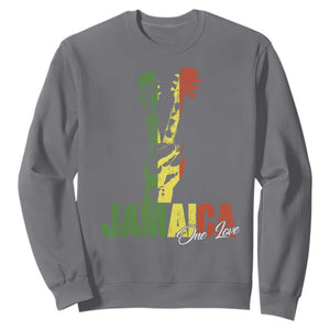 Jamaica One Love Reggae Music Sweatshirt Rasta Peace Hand Guitar TS11 Charcoal Print Your Wear