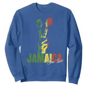 Jamaica One Love Reggae Music Sweatshirt Rasta Peace Hand Guitar TS11 Royal Blue Print Your Wear