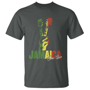Jamaica One Love Reggae Music T Shirt Rasta Peace Hand Guitar TS11 Dark Heather Print Your Wear