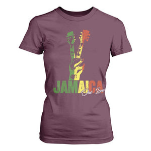 Jamaica One Love Reggae Music T Shirt For Women Rasta Peace Hand Guitar TS11 Maroon Print Your Wear