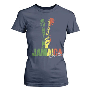 Jamaica One Love Reggae Music T Shirt For Women Rasta Peace Hand Guitar TS11 Navy Print Your Wear