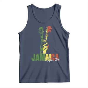 Jamaica One Love Reggae Music Tank Top Rasta Peace Hand Guitar TS11 Navy Print Your Wear