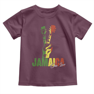 Jamaica One Love Reggae Music Toddler T Shirt Rasta Peace Hand Guitar TS11 Maroon Print Your Wear