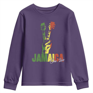 Jamaica One Love Reggae Music Youth Sweatshirt Rasta Peace Hand Guitar TS11 Purple Print Your Wear