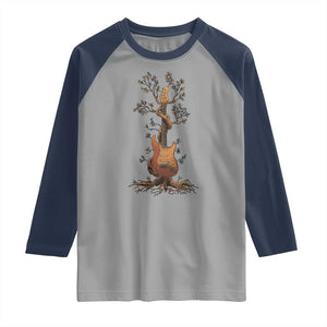 Nature Guitar Tree of Life Guitarist Artistic Roots Raglan Shirt TS11 Sport Gray Navy Print Your Wear