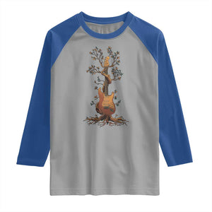 Nature Guitar Tree of Life Guitarist Artistic Roots Raglan Shirt TS11 Sport Gray Royal Print Your Wear