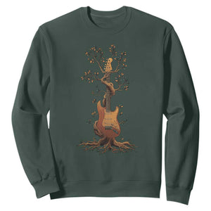 Nature Guitar Tree of Life Guitarist Artistic Roots Sweatshirt TS11 Dark Forest Green Print Your Wear