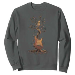 Nature Guitar Tree of Life Guitarist Artistic Roots Sweatshirt TS11 Dark Heather Print Your Wear