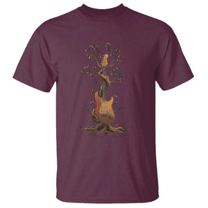 Nature Guitar Tree of Life Guitarist Artistic Roots T Shirt TS11 Maroon Print Your Wear