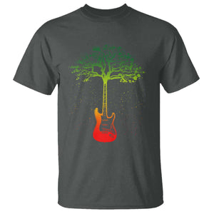 Reggae Music Guitar Rastafarian Roots Rasta Jamaican T Shirt TS11 Dark Heather Print Your Wear